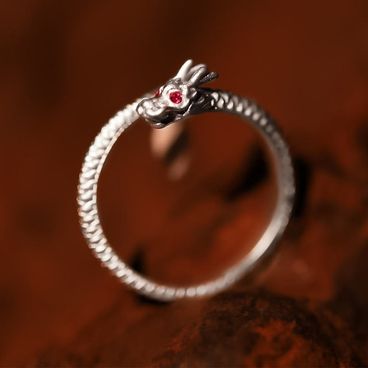 Buddha Stones 925 Sterling Silver Vintage Year of the Dragon Luck Protection Strength Adjustable Ring - image 11
