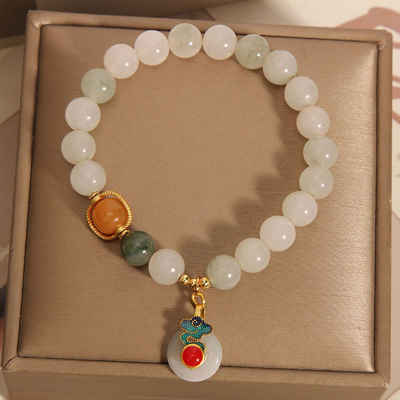 Buddha Stones Jade Auspicious Clouds Red Agate Citrine Prosperity Bracelet