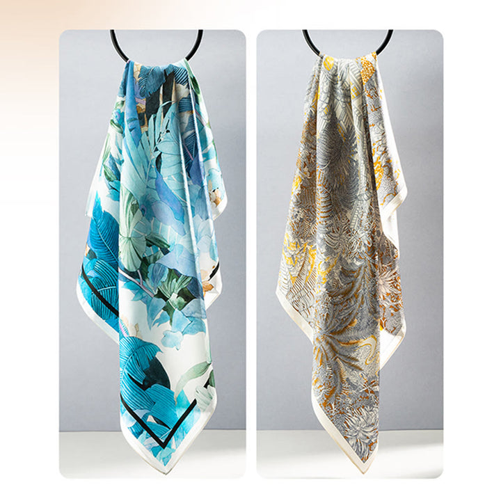 Buddha Stones Jungle Oil Painting Auspicious Clouds 100% Mulberry Silk Scarf Premium Grade 6A Double-sided Silk Neck Scarf - image 30