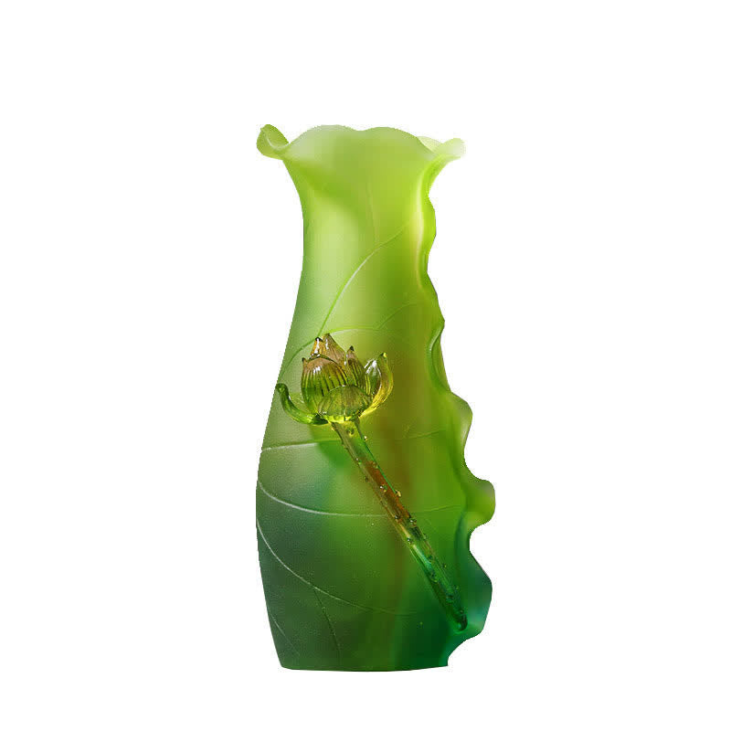 Feng Shui Lotus Handmade Liuli Crystal Art Piece Home Office Offering Decoration - image 13