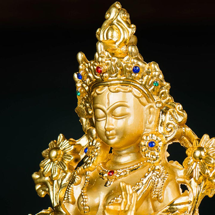 Bodhisattva White Tara Hope Protection Gold Plated Statue Decoration - image 10