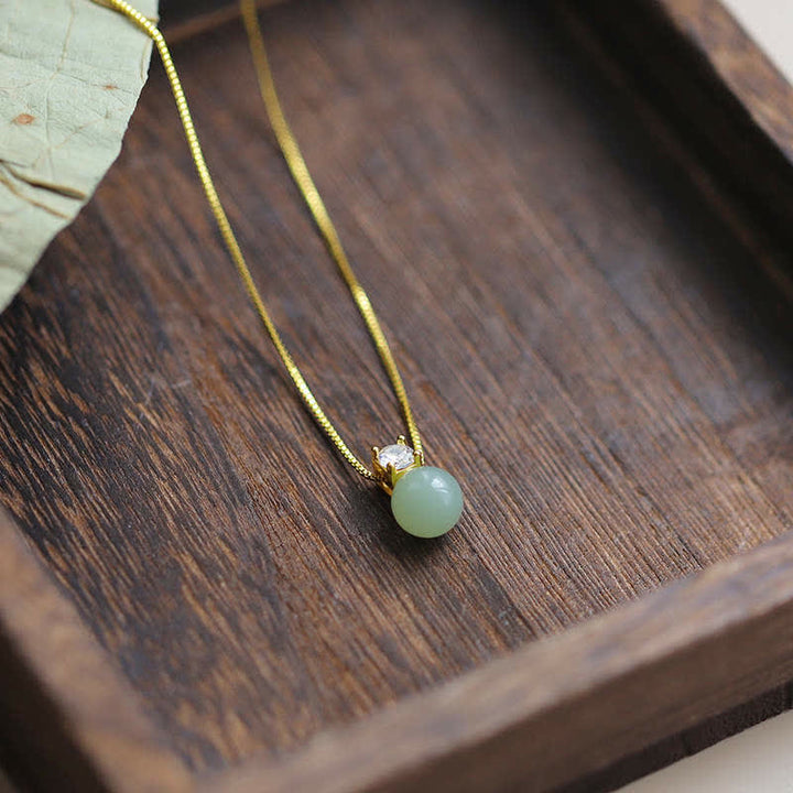 Buddha Stones Lucky Bead Jade Prosperity Chain Necklace Pendant - Jade (Pendant Size Approx. 0.39 in / 10 mm) - image 0