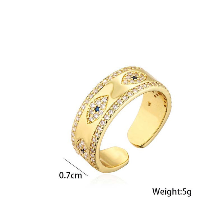 Buddha Stones Evil Eye Luck Blessing Copper Alloy Ring