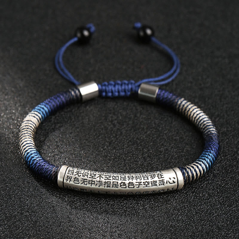 Buddha Stones 999 Sterling Silver Heart Sutra Calm Handmade Braided Bracelet - image 3