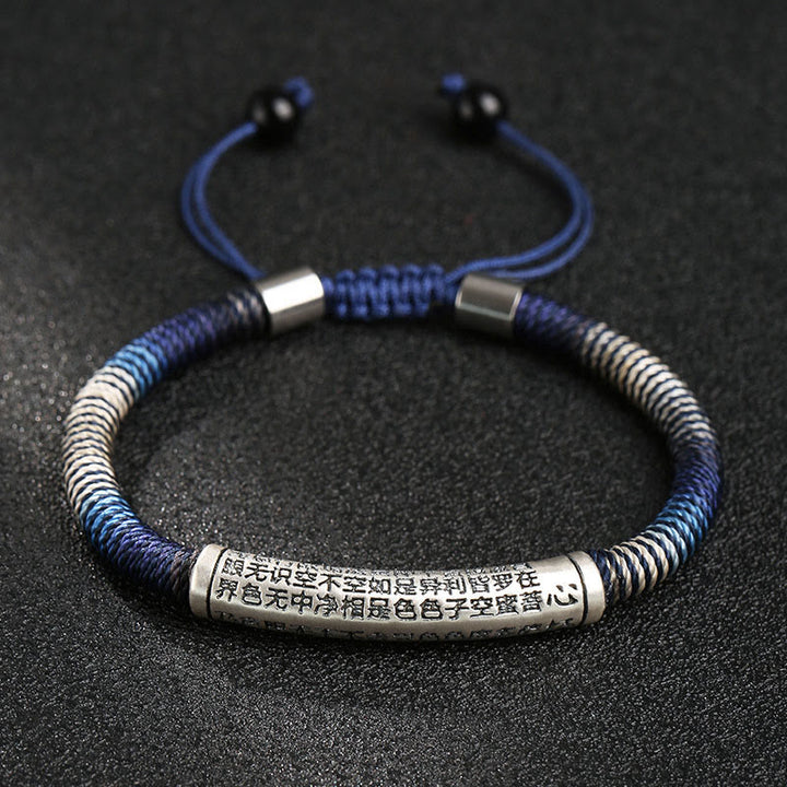 Buddha Stones 999 Sterling Silver Heart Sutra Calm Handmade Braided Bracelet - image 3