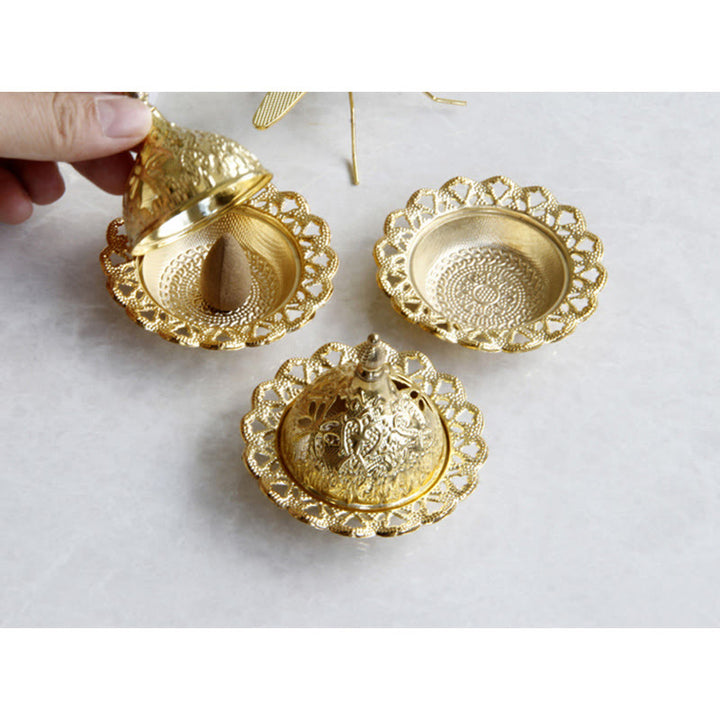 Tibetan Gold Mini Meditation Incense Burner - image 10