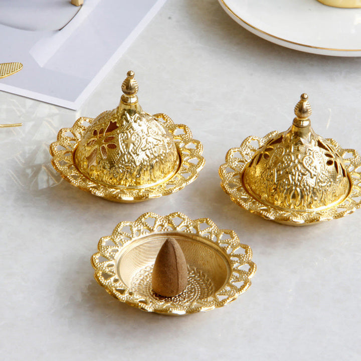 Tibetan Gold Mini Meditation Incense Burner - Gold - image 0