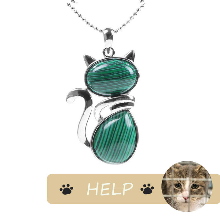 "Save A Cat" Cute Cat Pattern Natural Crystal Protection Cat-Loving Pendant Necklace - image 23