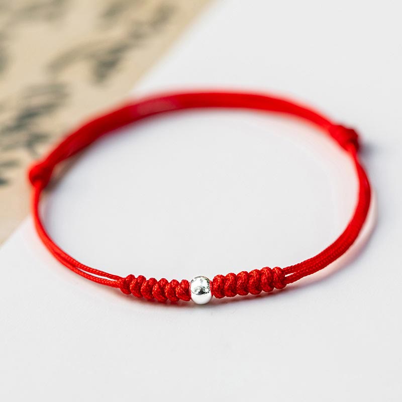 Buddha Stones 925 Sterling Silver Luck Bead Protection Red String Braided Bracelet - Round Bead - Red(Wrist Circumference 14-18cm) - image 16