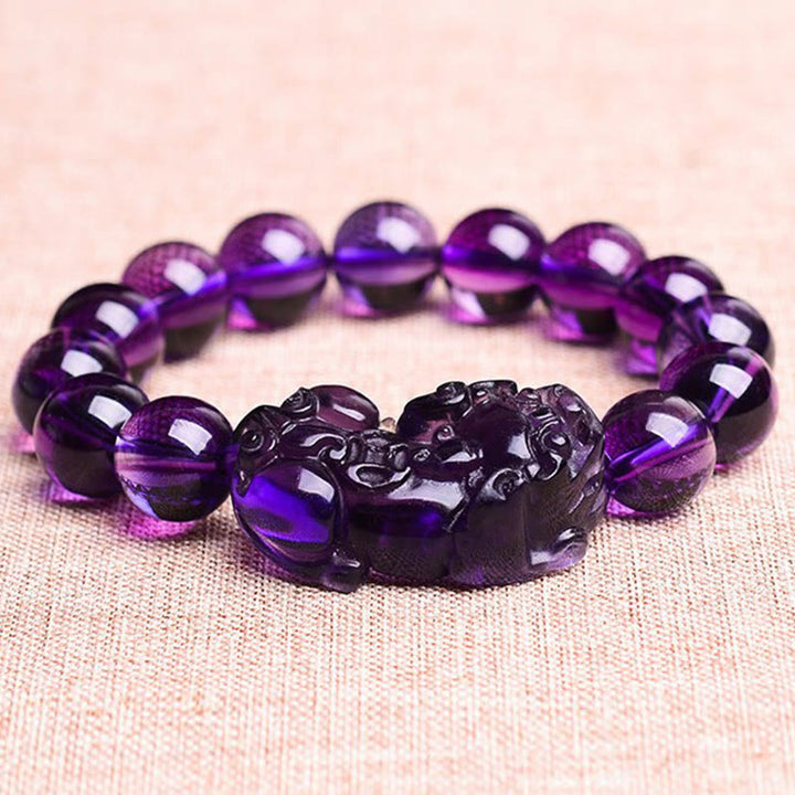 Buddha Stones Feng Shui Amethyst Fortune Wealth Bracelet - image 0