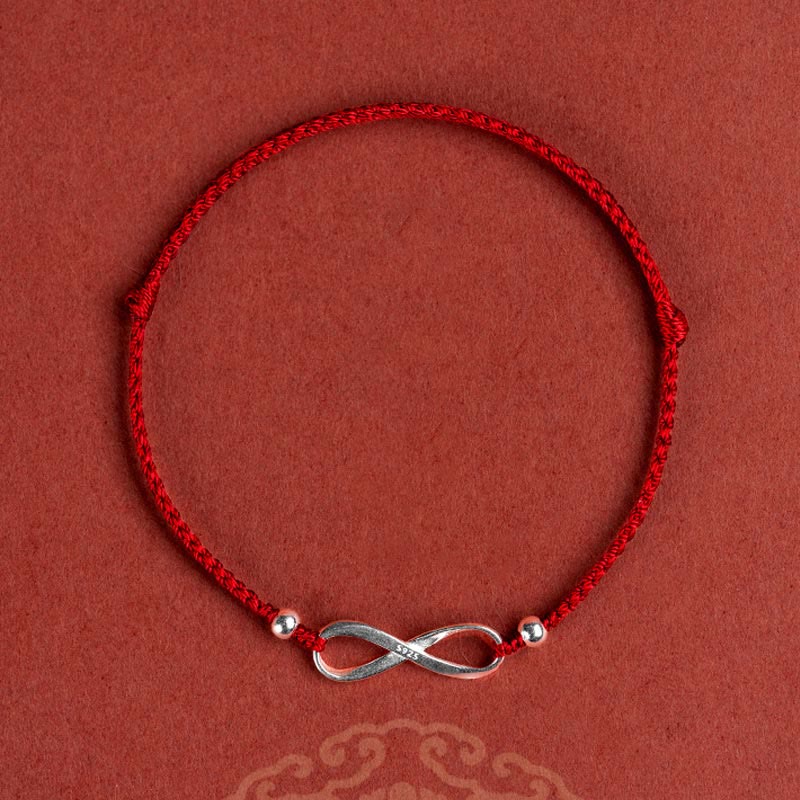 Buddha Stones 925 Sterling Silver Endless Knot Protection Luck Red String Bracelet Anklet - image 17