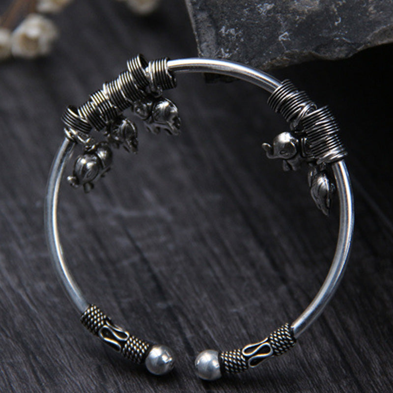 Buddha Stones 925 Sterling Silver Elephant Strength Bracelet Bangle - image 2