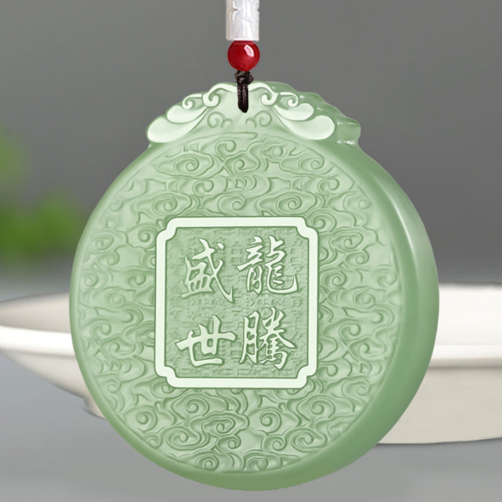 Buddha Stones Chinese Zodiac Dragon Jade Luck Necklace String Pendant - image 4