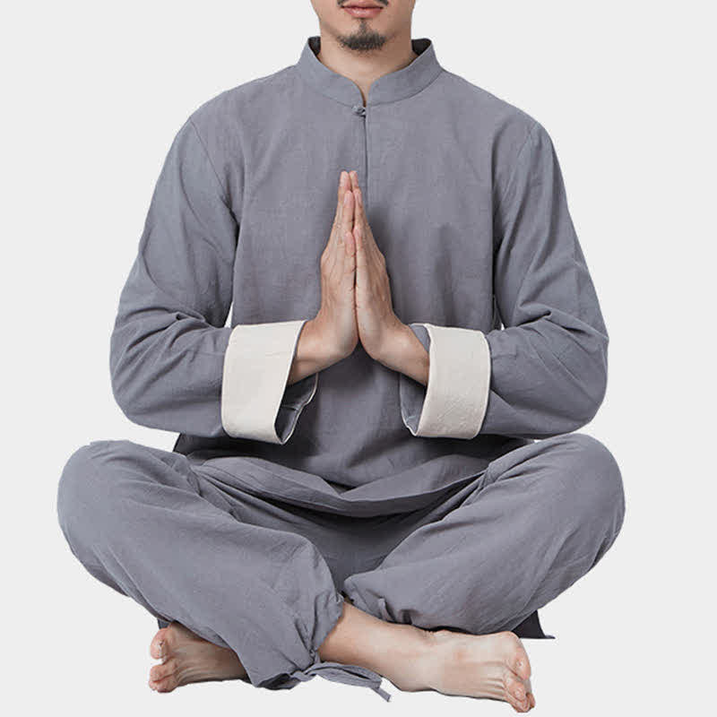 Spiritual Zen Meditation Yoga Prayer Practice Cotton Linen Clothing Men's Set - image 16