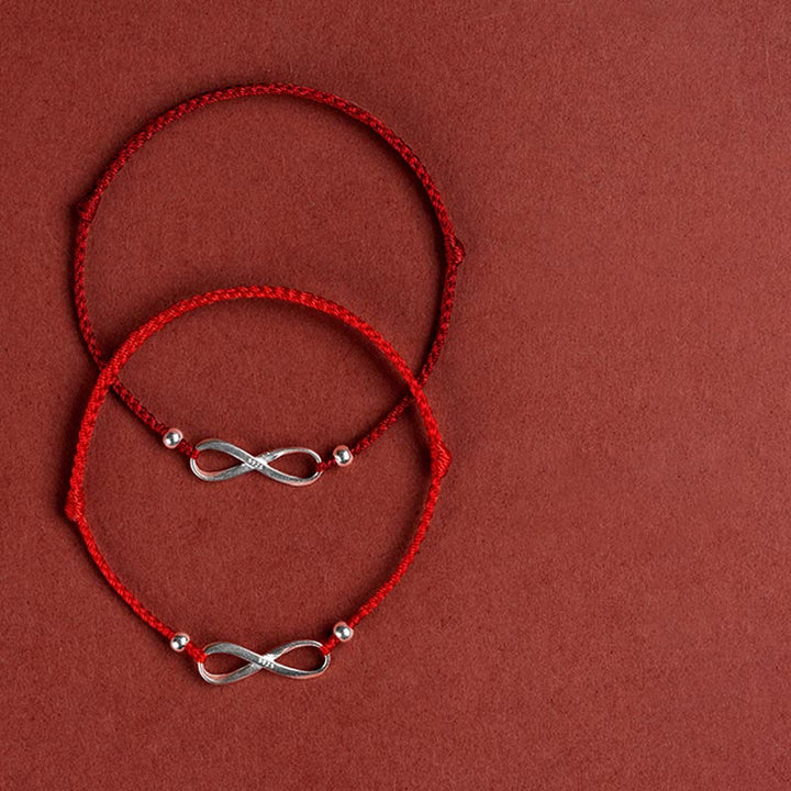 Buddha Stones 925 Sterling Silver Endless Knot Protection Luck Red String Bracelet Anklet - image 20