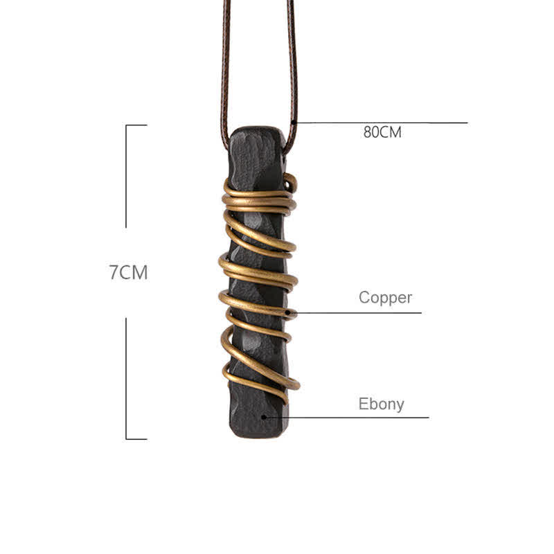 Buddha Stones Tibet Ebony Wood Brass Balance Peace Necklace Pendant - image 13