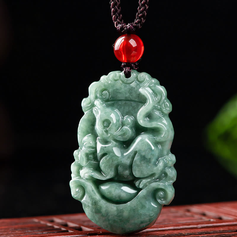 Buddha Stones Natural Jade 12 Chinese Zodiac Prosperity Necklace Pendant - image 11