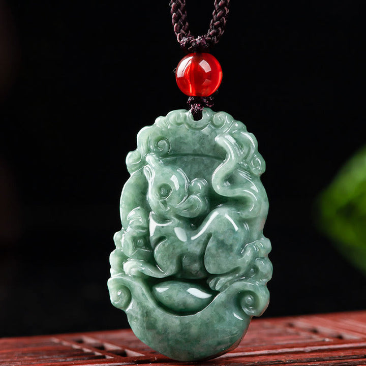 Buddha Stones Natural Jade 12 Chinese Zodiac Prosperity Necklace Pendant - image 11