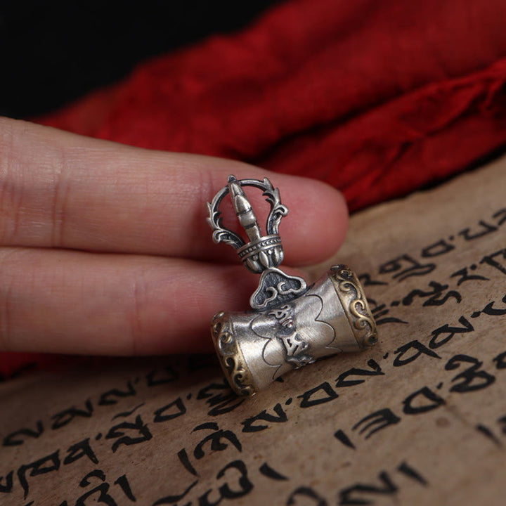 Buddha Stones Tibet 925 Sterling Silver Om Mani Padme Hum Dorje Bell Vajra Engraved Enlightenment Pendant Hanging Decoration - image 11