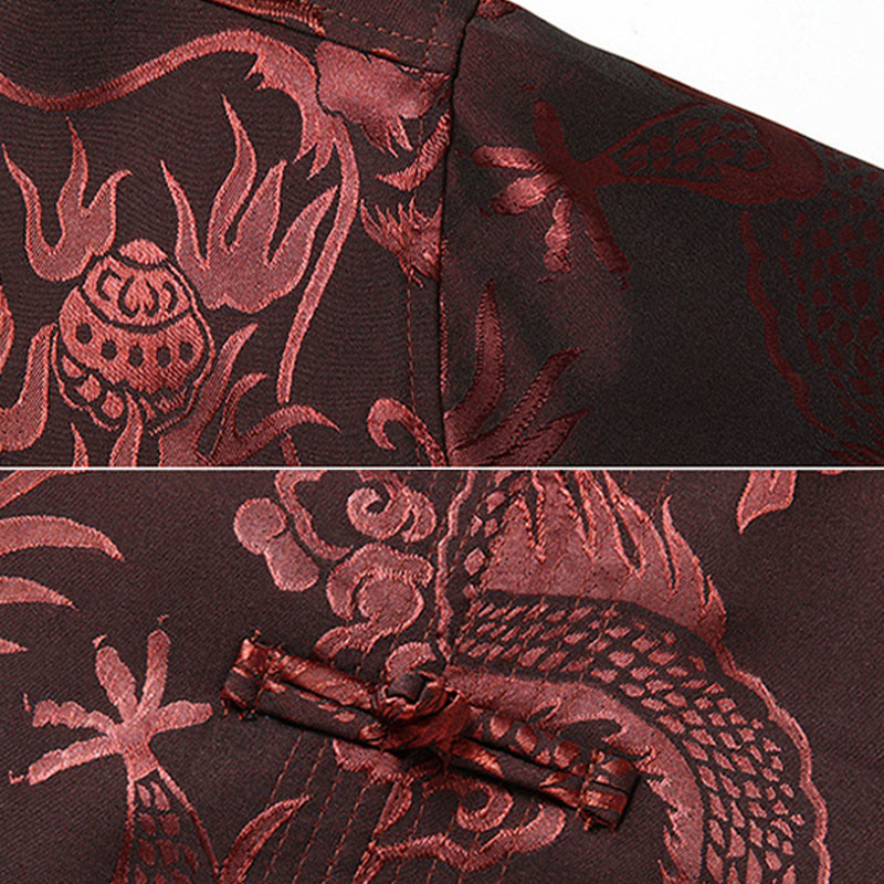 Buddha Stones Tang Suit Men Hanfu Chinese Dragon Traditional Clothes Kung Fu Shirt Uniform Long Sleeved Coat Tops and Pants Clothing Men's Set - image 7