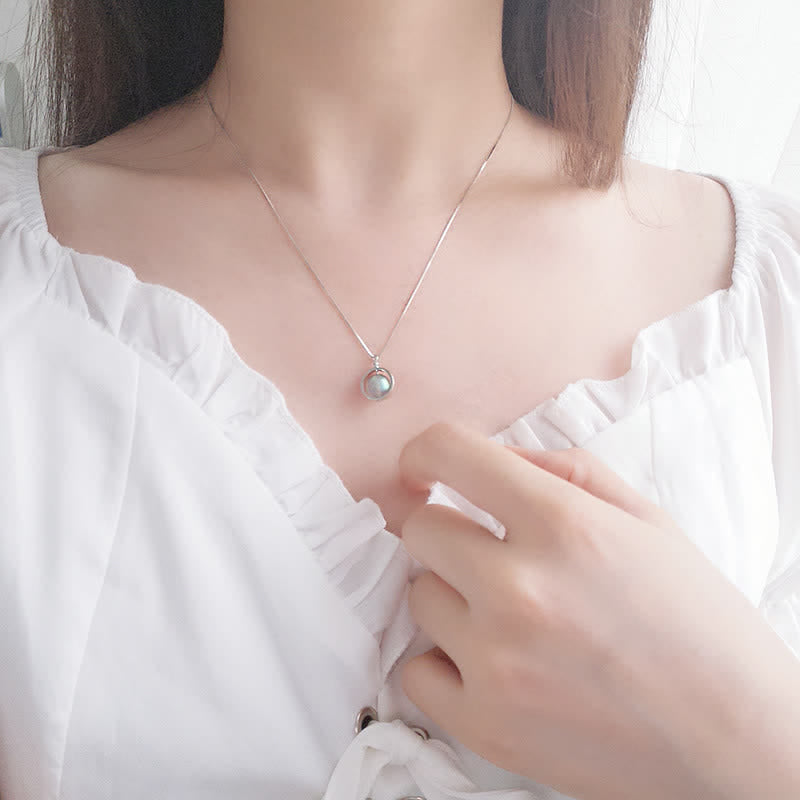 Buddha Stones 925 Sterling Silver Moonstone Love Planet Rotatable Pattern Necklace Pendant - image 2