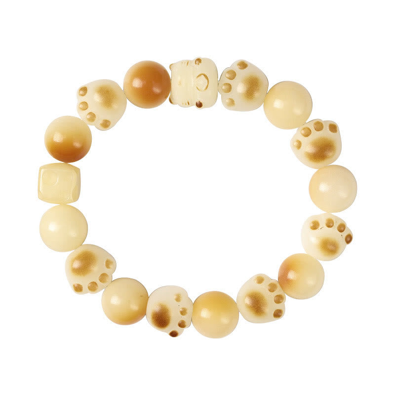 Buddha Stones Natural Bodhi Seed Sandalwood Lucky Cute Cat Head Paw Claw Peace Bracelet - image 22