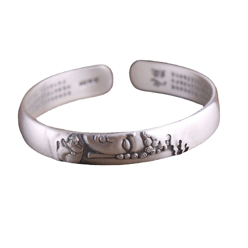 Buddha Stones 999 Sterling Silver Buddha Head Heart Sutra Serenity Bracelet Bangle - image 15