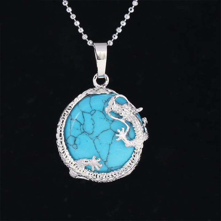 Buddha Stones Chinese Dragon Natural Quartz Crystal Healing Energy Necklace Pendant - Blue Turquoise - image 29