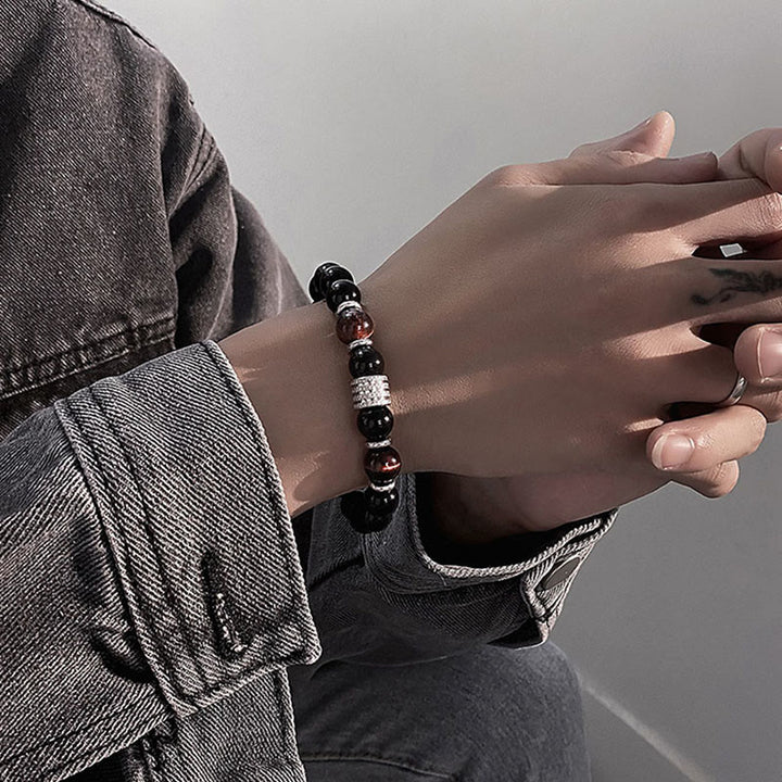 Buddha Stones Natural Black Obsidian Tiger Eye Strength Fulfillment Bracelet - image 13