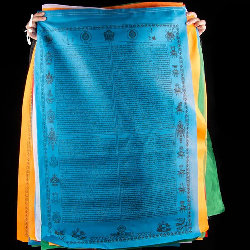 Tibetan 5 Colors Windhorse Happiness Auspicious Outdoor Prayer Flag