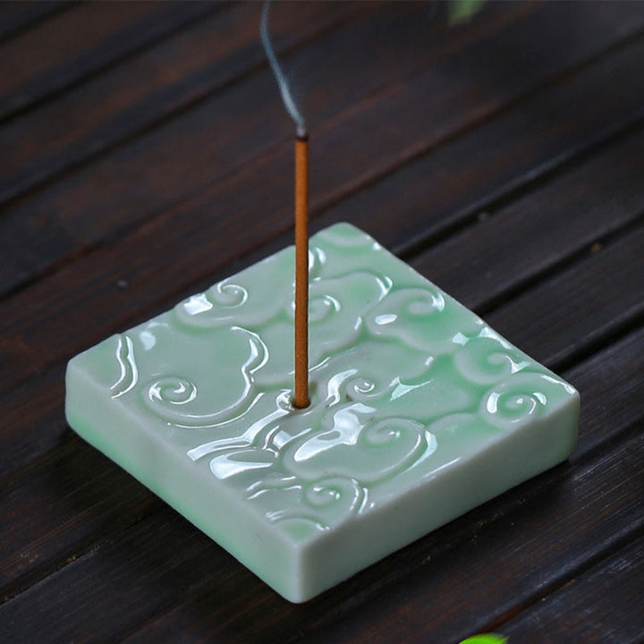 Buddha Stones Mini Auspicious Clouds Design Healing Stick Ceramic Small Incense Burner Decoration - image 2