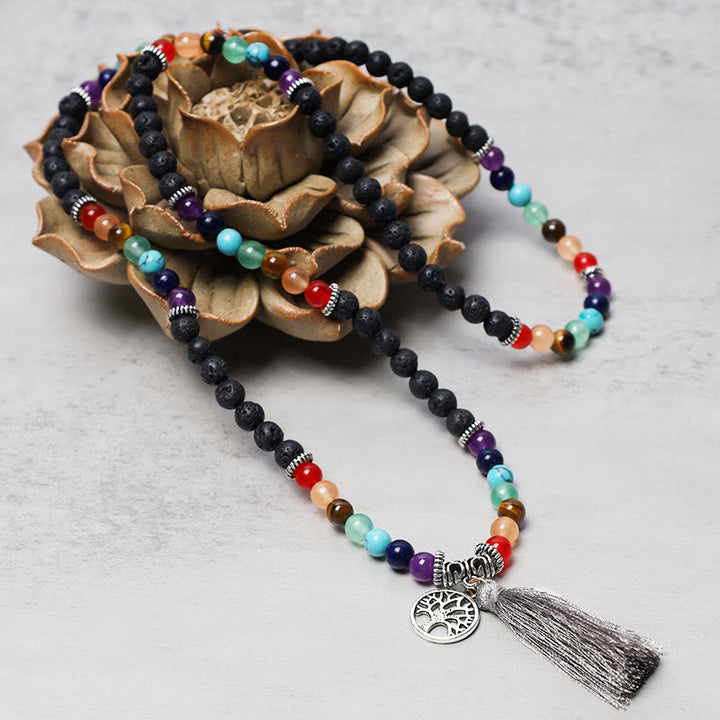 Buddha Stones Healing Crystal Mala Prayer Beads 108 Meditation Healing Multilayer Bracelet Necklace