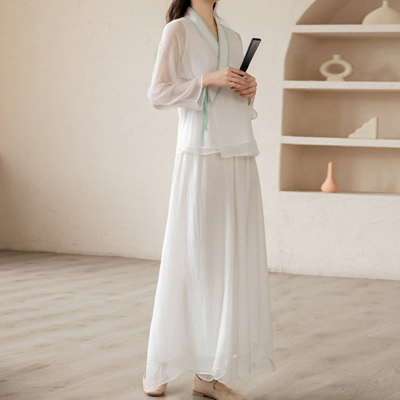 Retro Prayer Zen Spiritual Meditation Practice Chiffon Clothing Women's Set - image 3