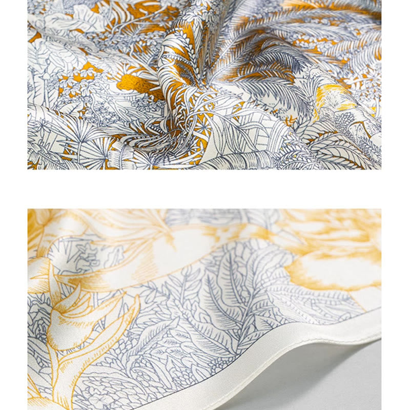Buddha Stones Jungle Oil Painting Auspicious Clouds 100% Mulberry Silk Scarf Premium Grade 6A Double-sided Silk Neck Scarf - image 3