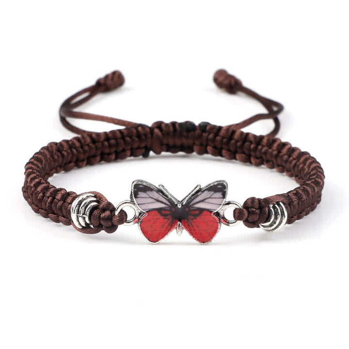 Buddha Stones Butterfly Freedom Love String Charm Bracelet - Brown-Red Butterfly - image 8