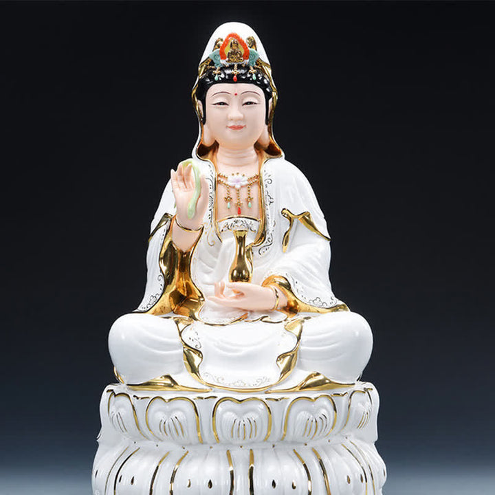 Chenrezig Bodhisattva Avalokitesvara Success Ceramic Statue Home Decoration - 31.5*19cm - image 3
