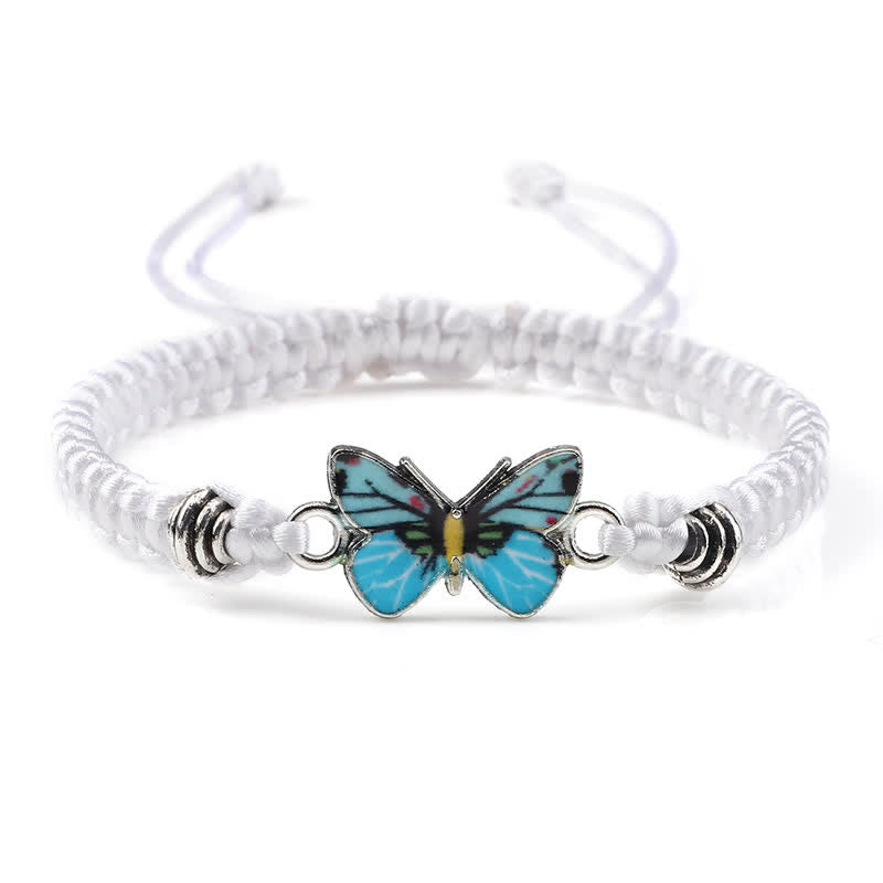 Buddha Stones Butterfly Freedom Love String Charm Bracelet - White-Blue Butterfly - image 26