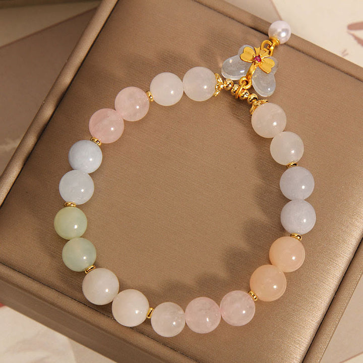 Buddha Stones Natural Morganite Confidence Butterfly Charm Bracelet