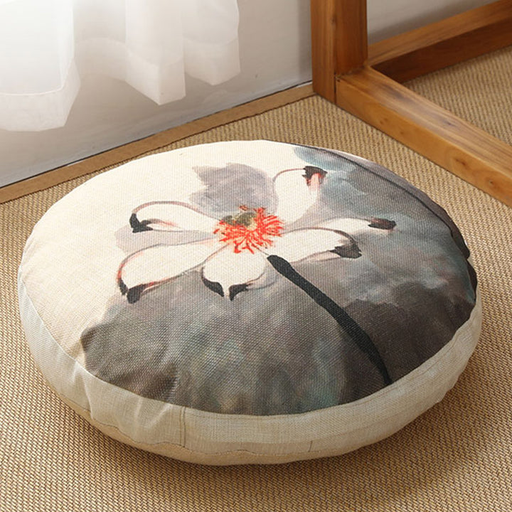 Lotus Simple Pattern Linen Meditation Seat Cushion Home Living Room Decoration