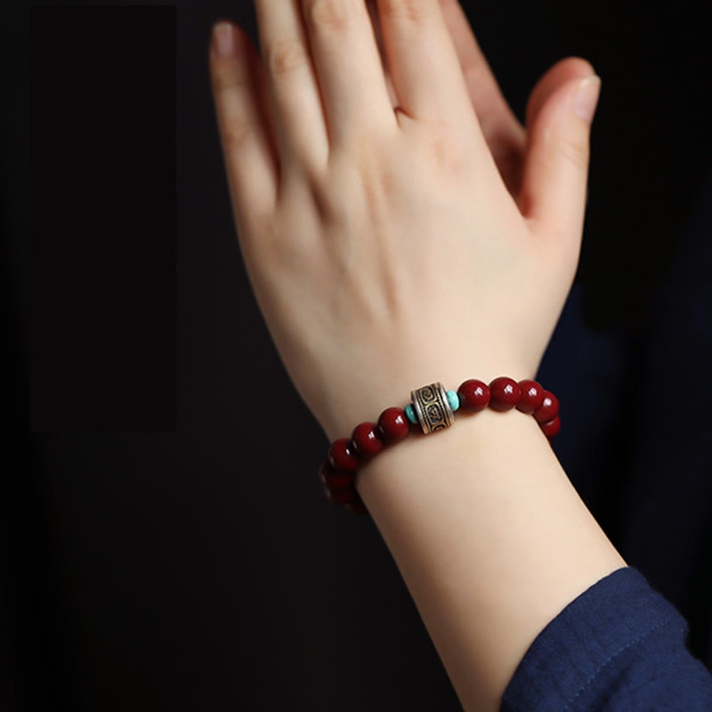 Buddha Stones 925 Sterling Silver Chinese Zodiac Natal Buddha Cinnabar Om Mani Padme Hum Calm Bracelet - image 8