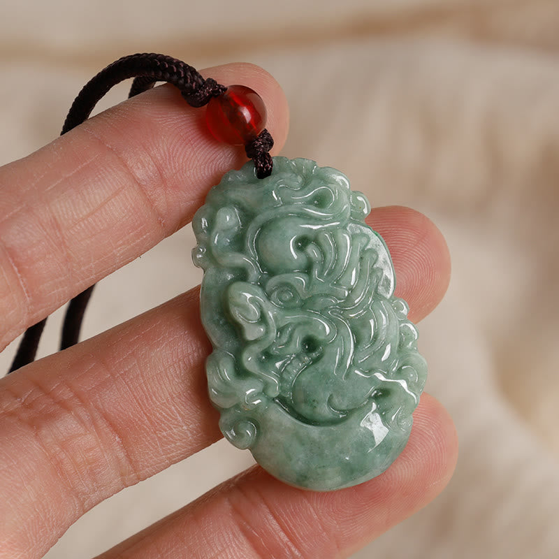 Buddha Stones Natural Jade 12 Chinese Zodiac Prosperity Necklace Pendant - image 4