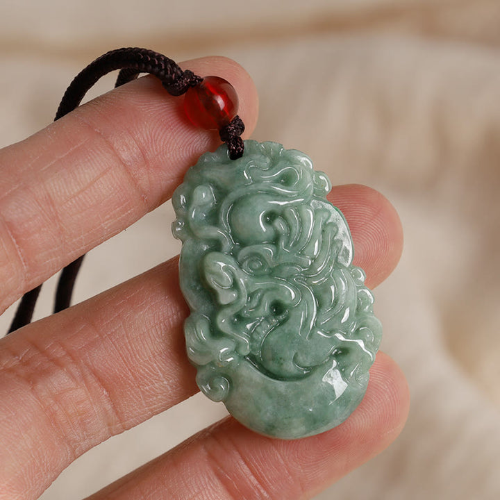 Buddha Stones Natural Jade 12 Chinese Zodiac Prosperity Necklace Pendant - image 4