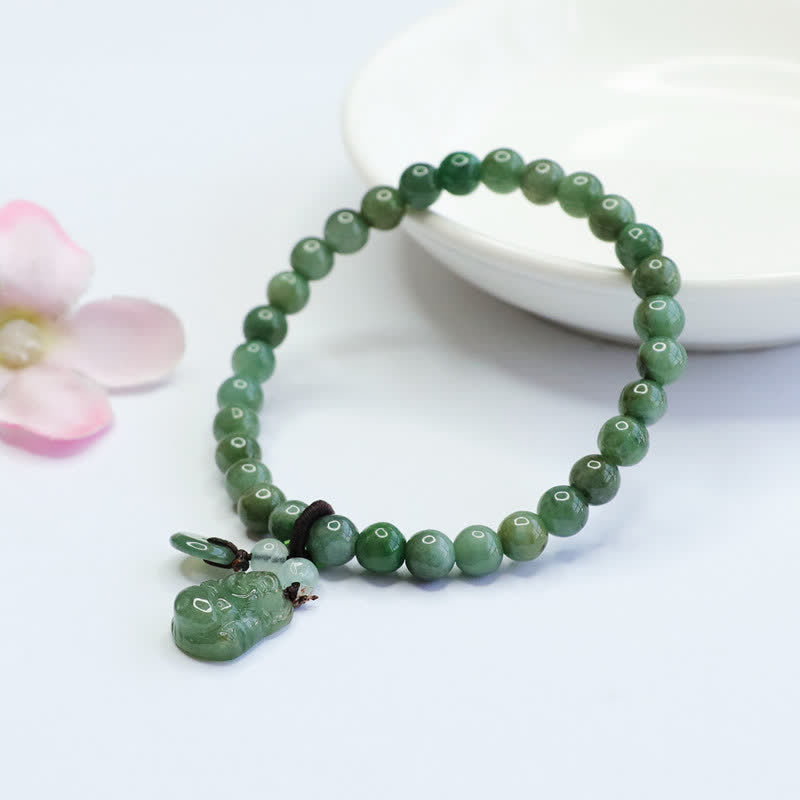 Buddha Stones Laughing Buddha Cyan Jade Healing Bracelet - image 5