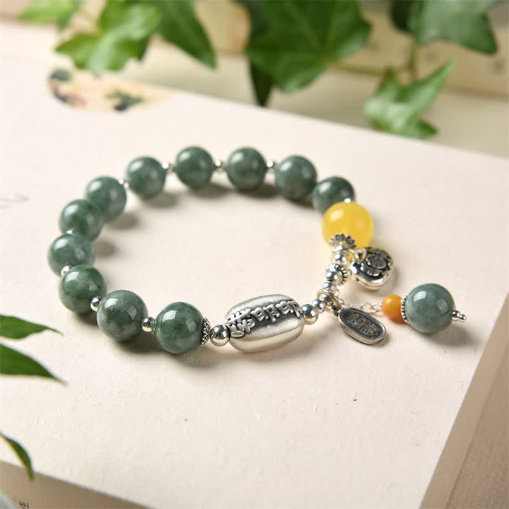 925 Sterling Silver Cyan Jade Amber Success Bracelet - image 1
