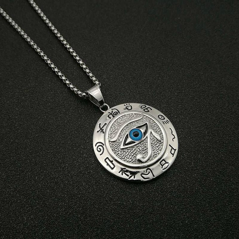 Buddha Stones Eye of Horus Protection Necklace Pendant - Silver - image 2