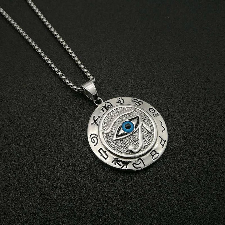 Buddha Stones Eye of Horus Protection Necklace Pendant - Silver - image 2