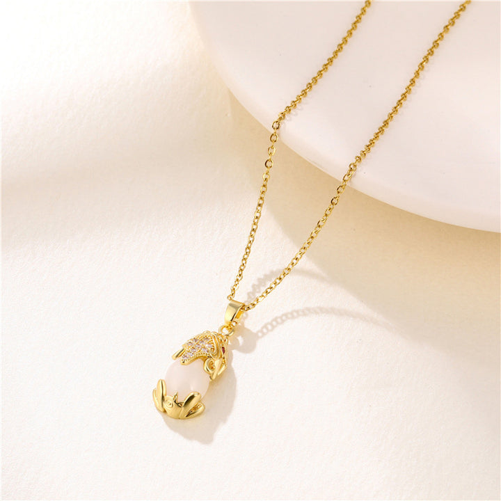 Buddha Stones Natural Garnet Pixiu Fortune Necklace - White Jade - image 9