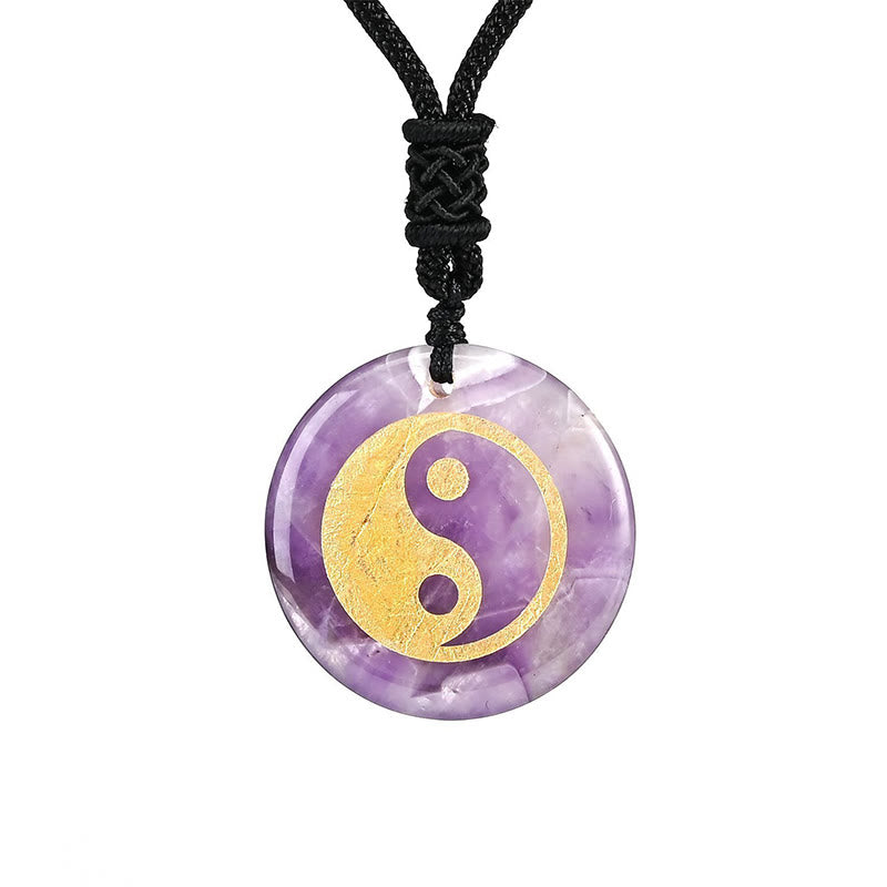 Buddha Stones Various Crystal Amethyst Tiger Eye Green Aventurine Yin Yang Spiritual Necklace Pendant