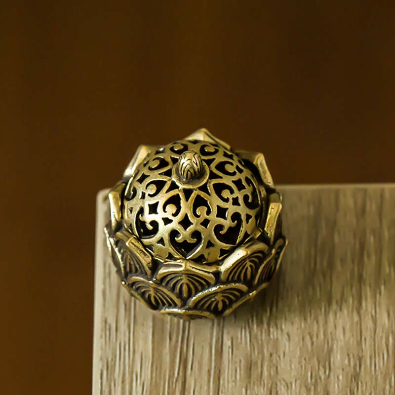 Tibetan Mini Lotus Pattern Meditation Copper Incense Burner - image 5