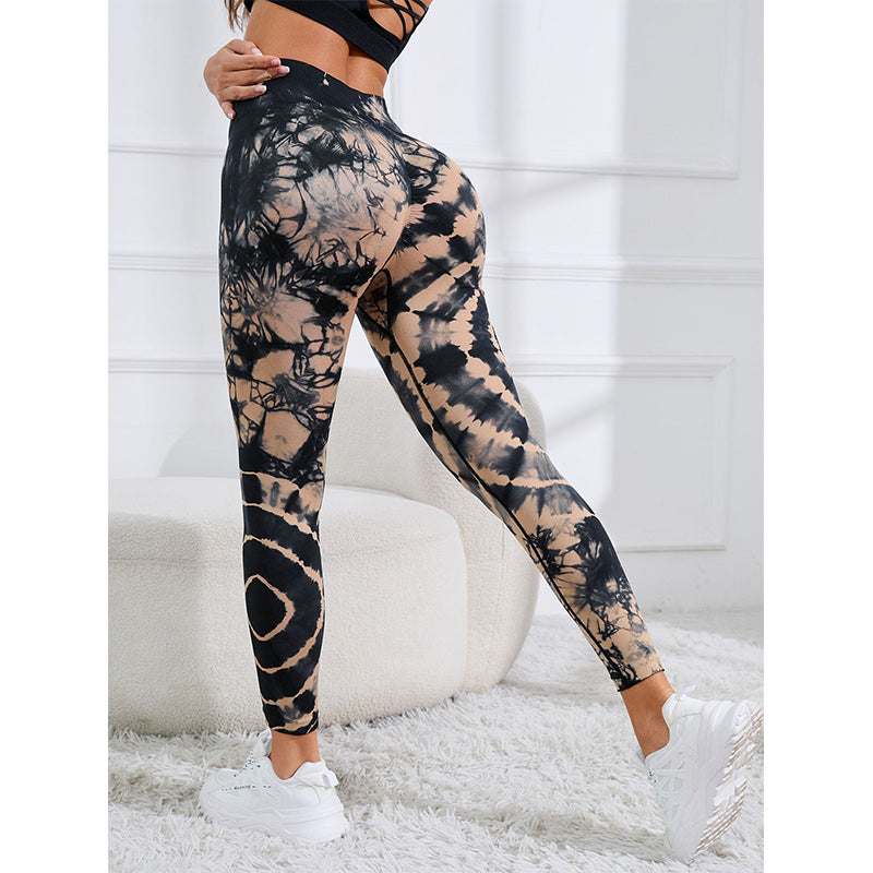 Buddha Stones Tie Dye Print Pants Sports Fitness Yoga High Waist Leggings Women's Yoga Pants